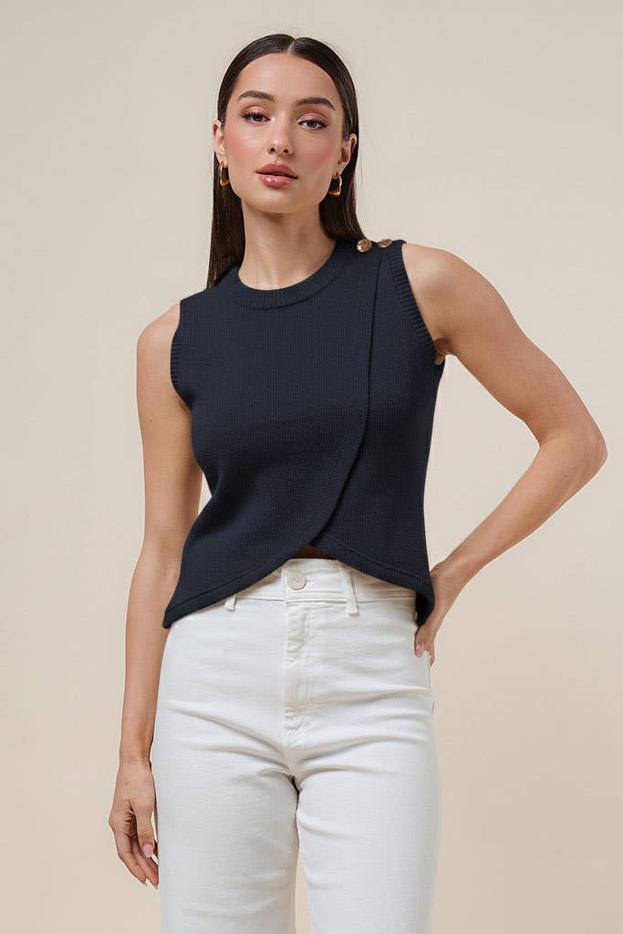 Asymmetrical wrap knit top
