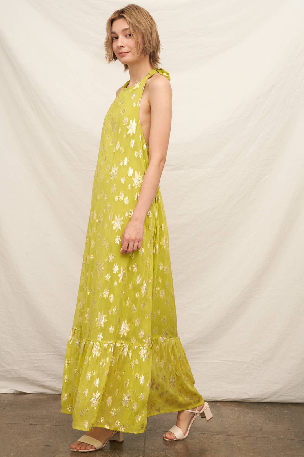 Halter Neck Metallic Maxi