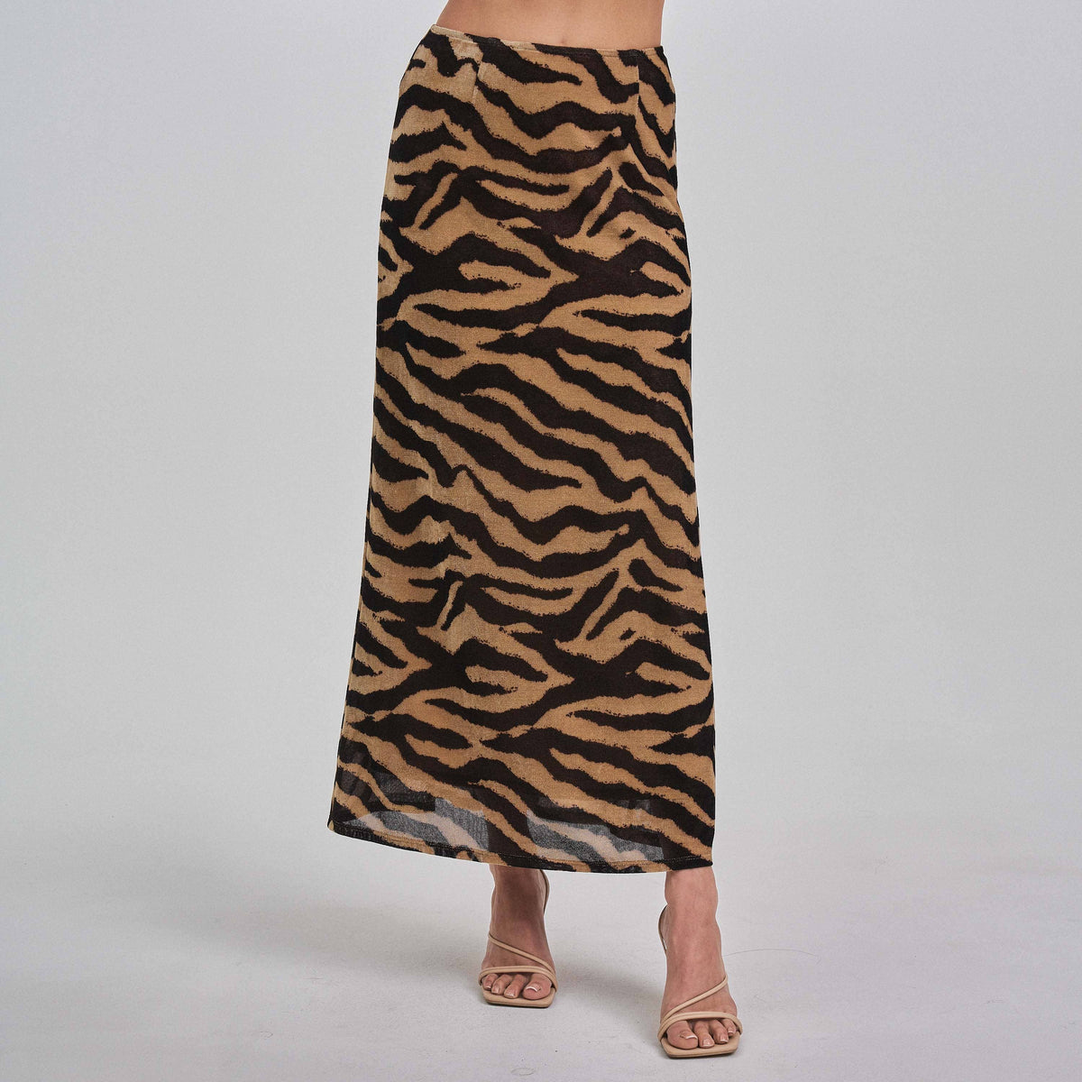 Tiger print maxi skirt