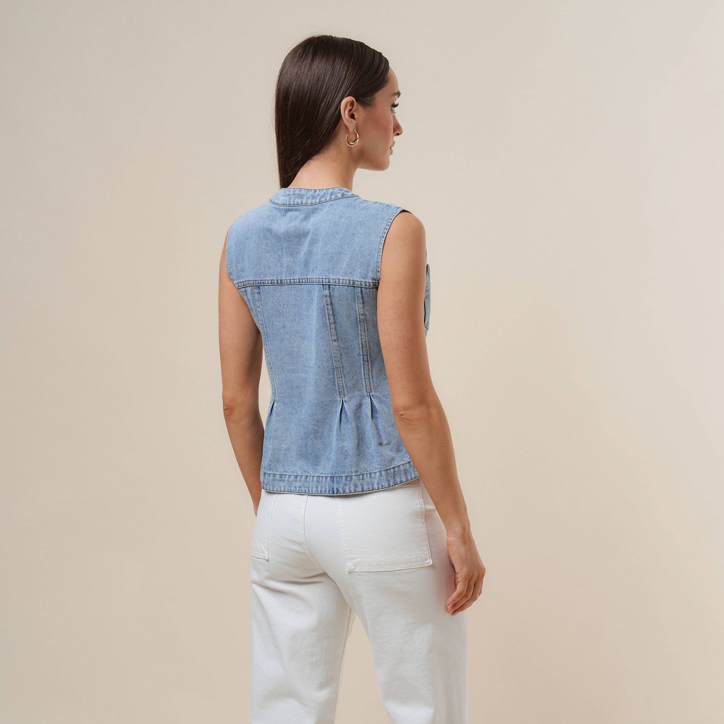Denim peplum vest