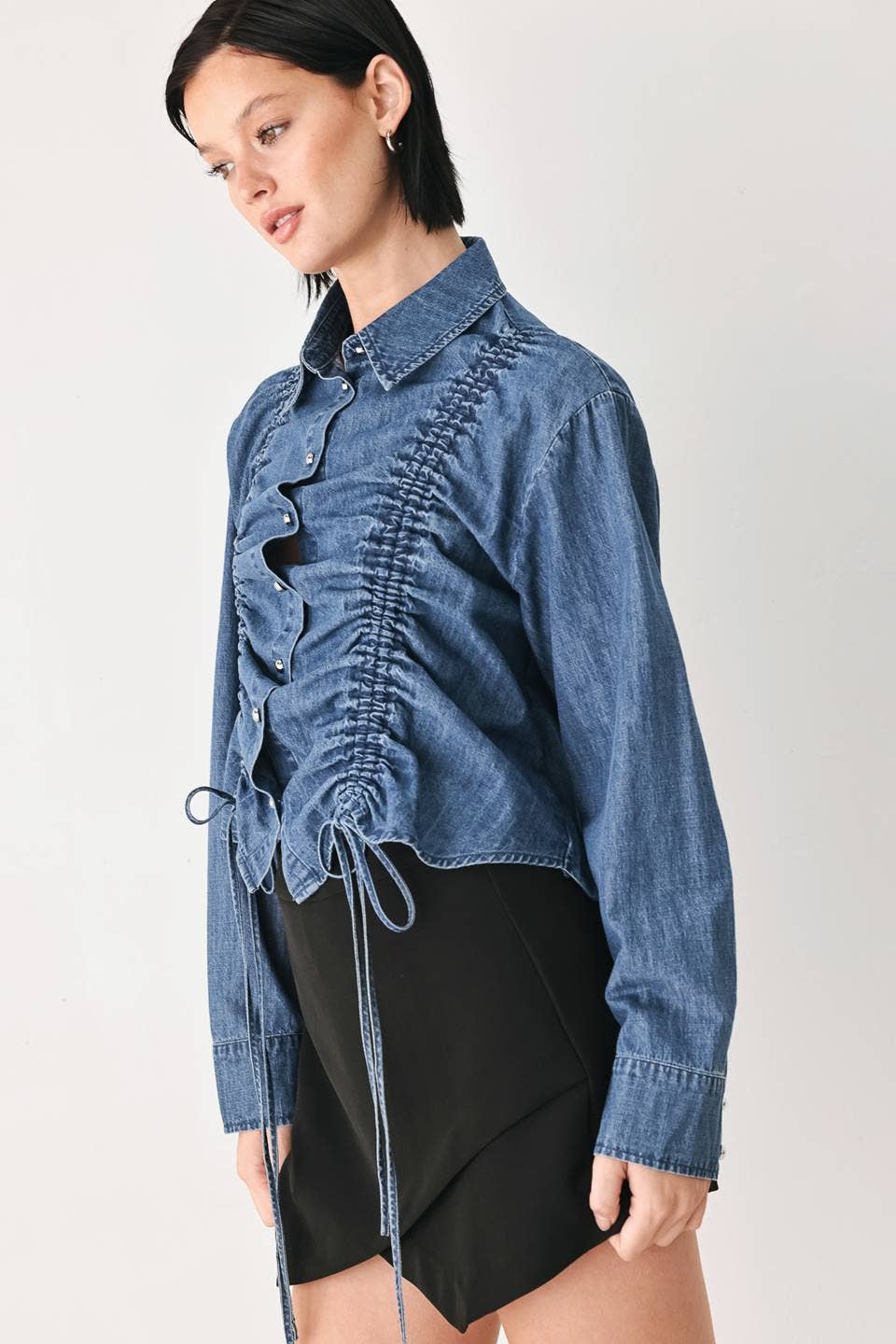 Denim Ruched Top