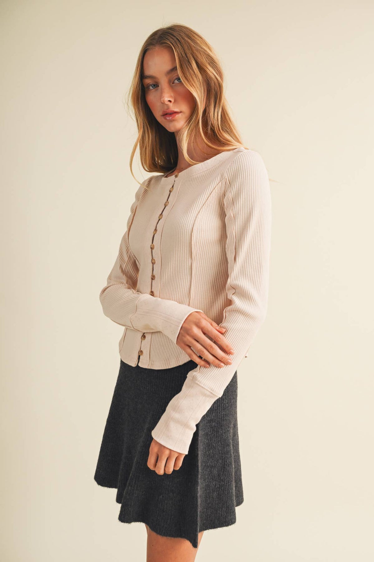 Corset-Seam Cuff Blouse