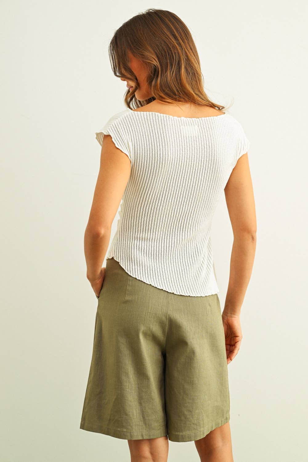 CRINKLED CAP SLEEVE TOP