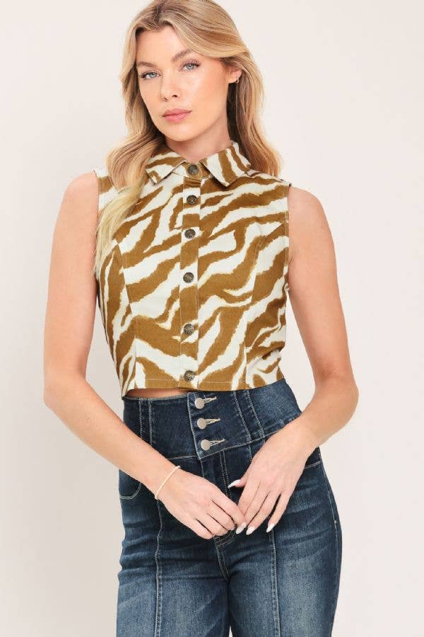 Printed woven crop top