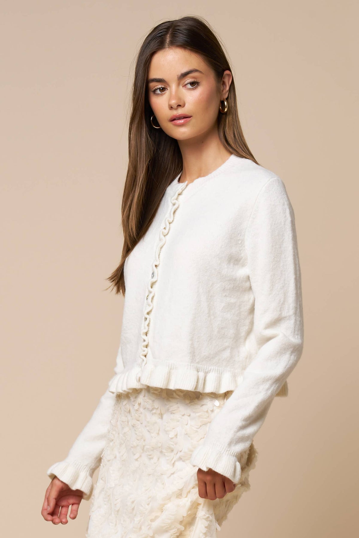 Ruffled Hem Cardigan