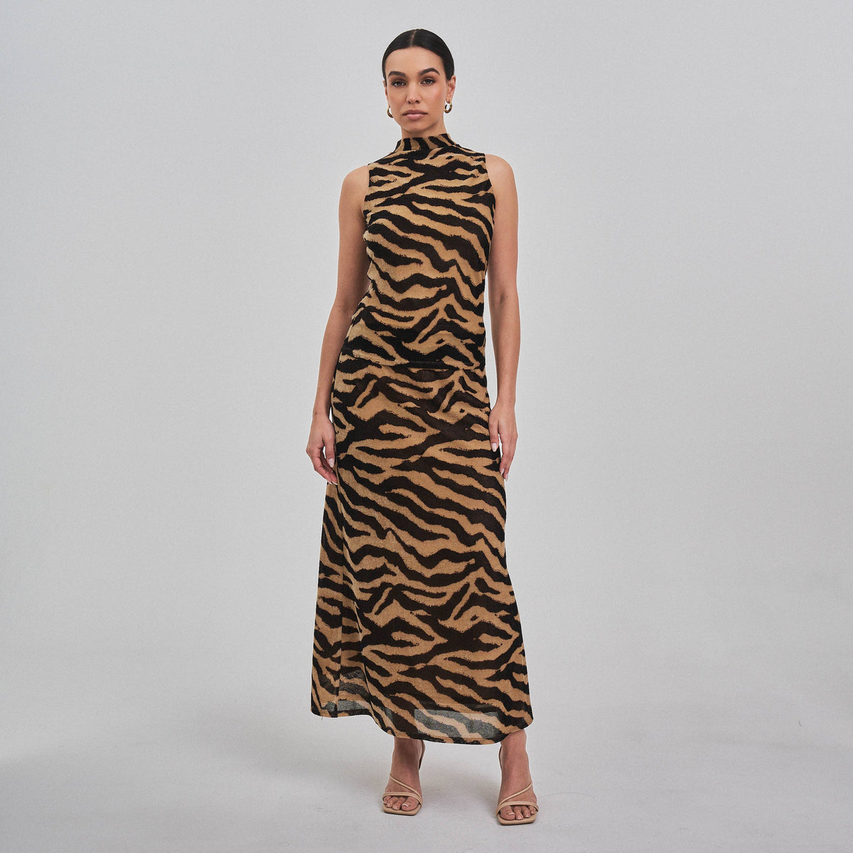 Tiger print maxi skirt