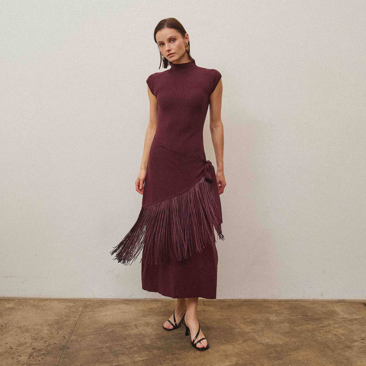 Fringe wrap dress