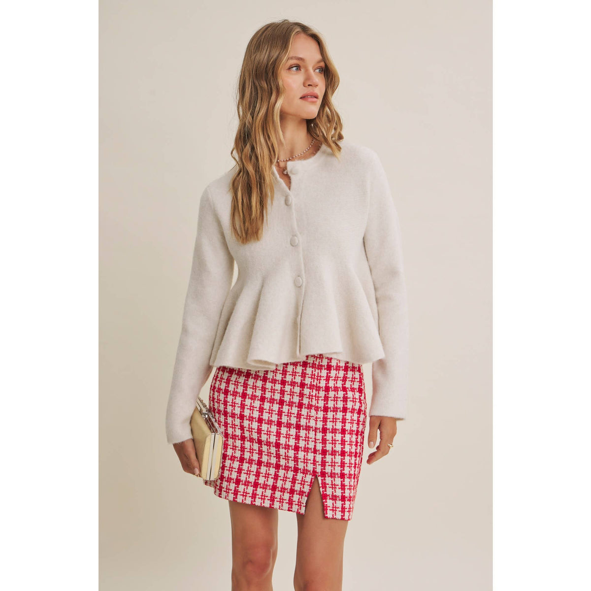 PEPLUM BUTTON SWEATER *MORE COLORS*