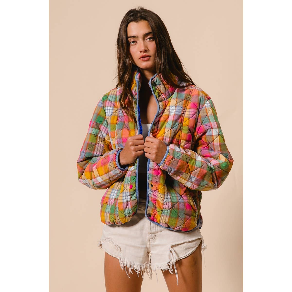 PLAID QUILTED JACKET