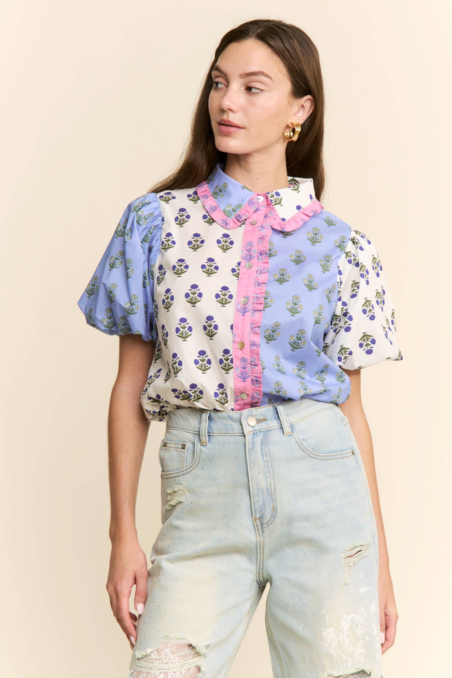 MULTI PRINT FLORAL BLOUSE