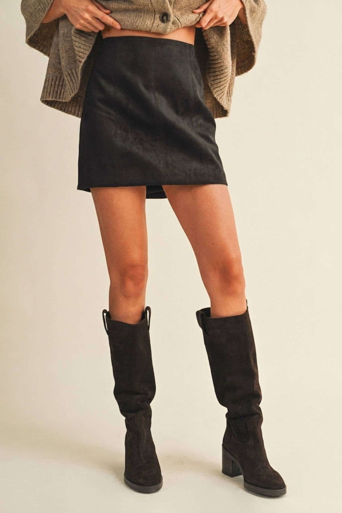 Faux Suede Suede Skirt