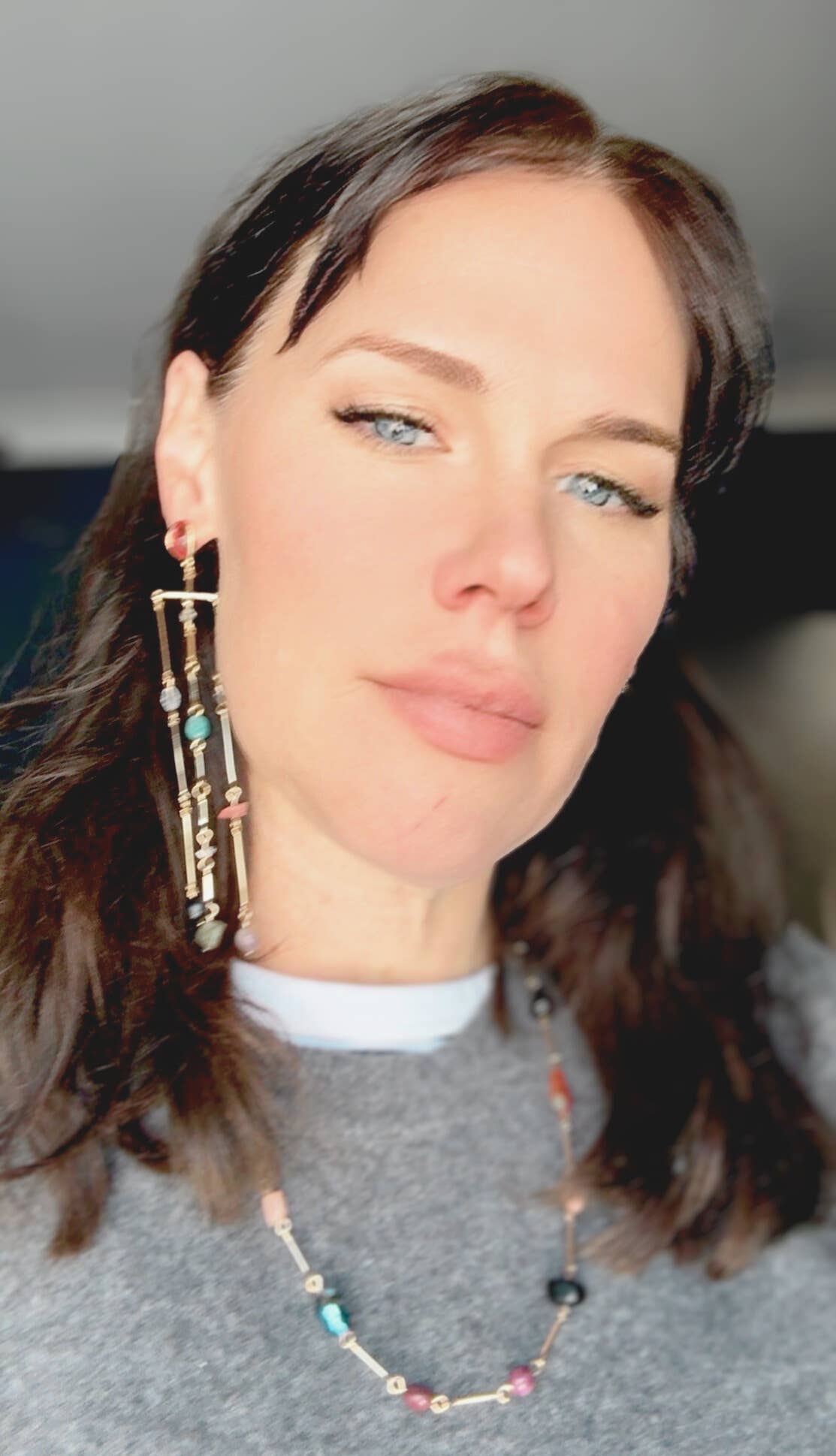 Serenity  Fringe Earring- Genuine Gemstone and 14K gold 