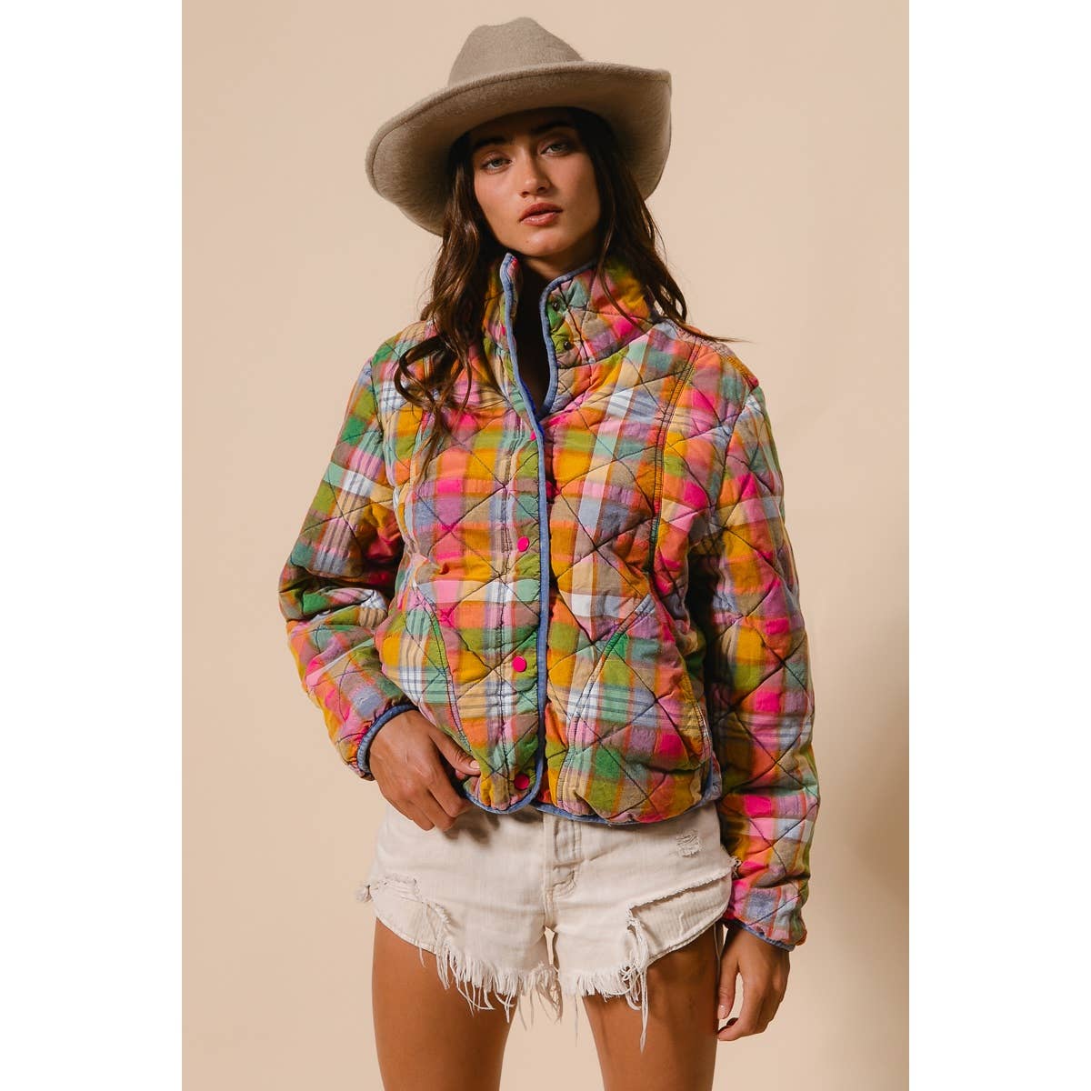 PLAID QUILTED JACKET