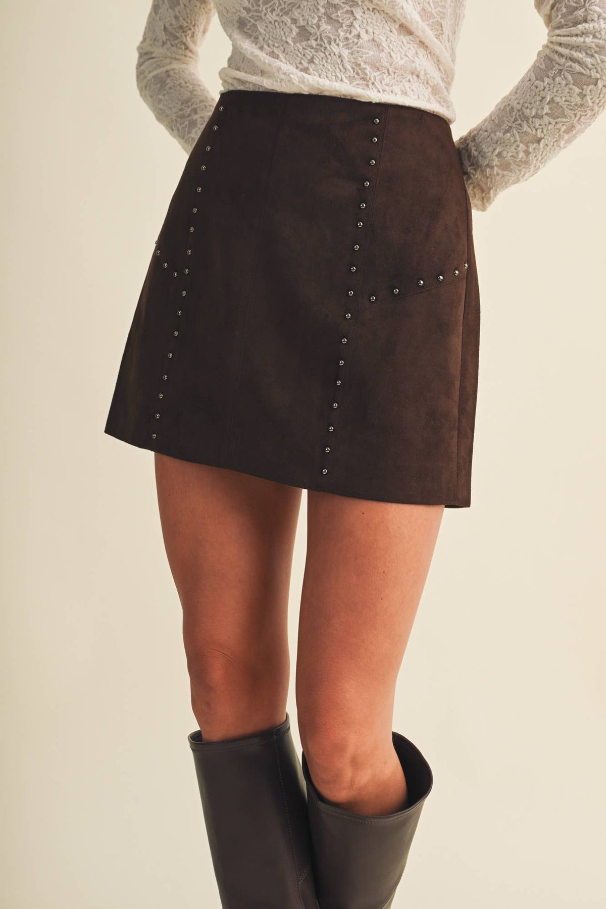 Studded Suede Skirt