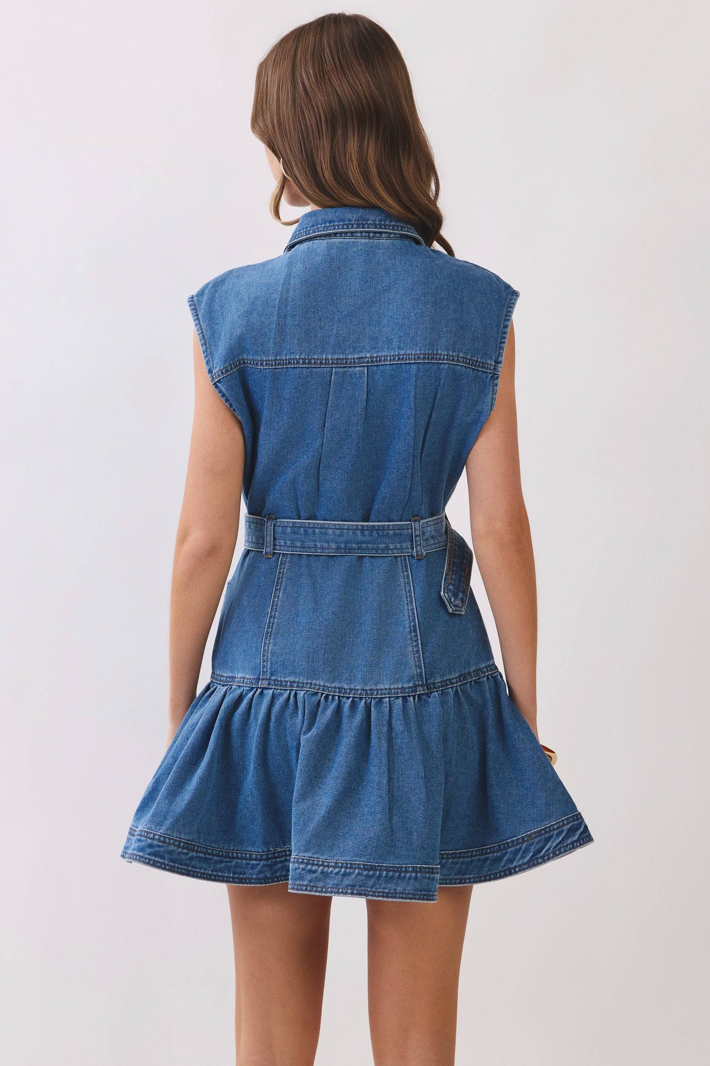 Denim Belted Drop Waist Dress