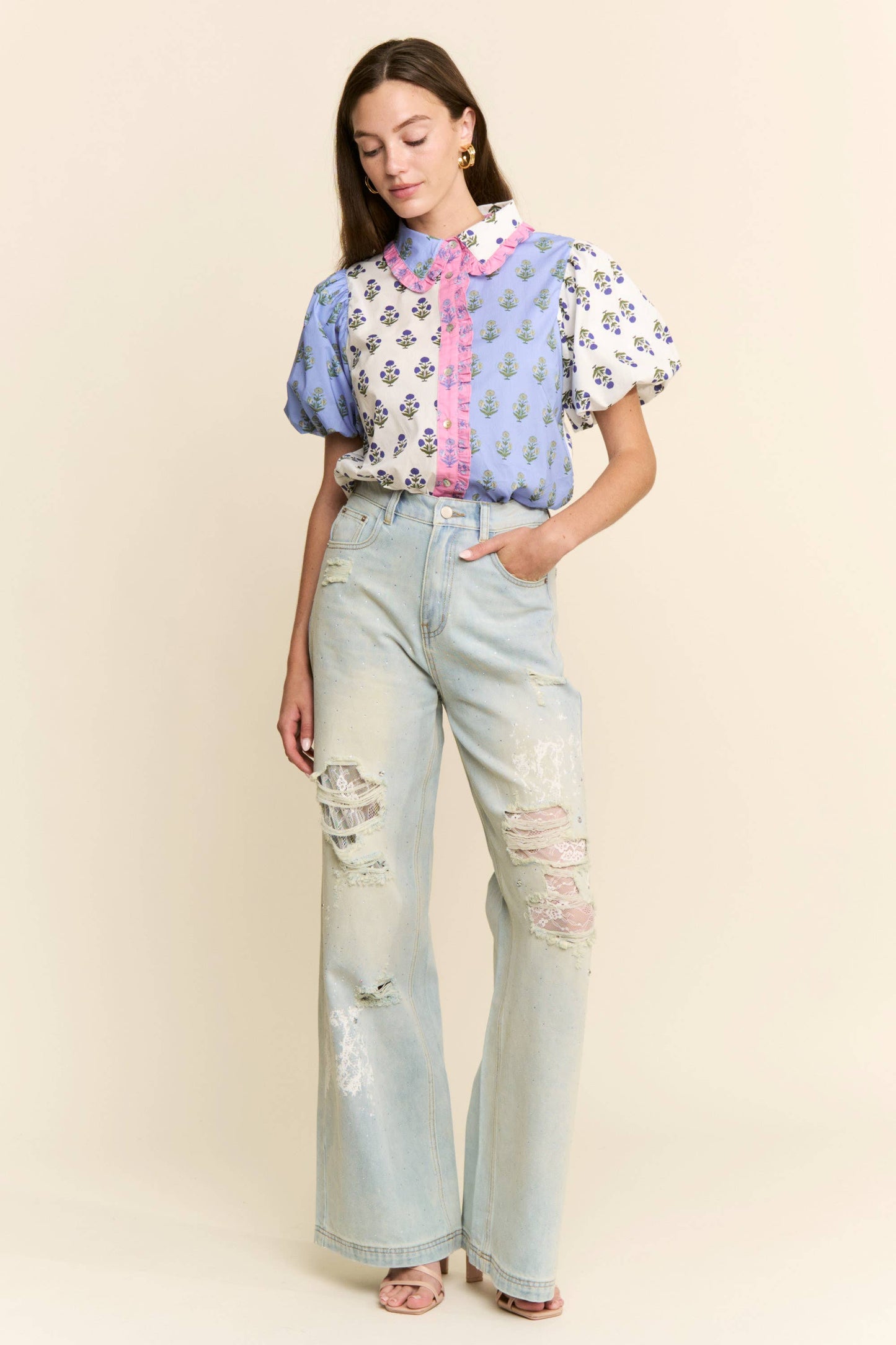 MULTI PRINT FLORAL BLOUSE
