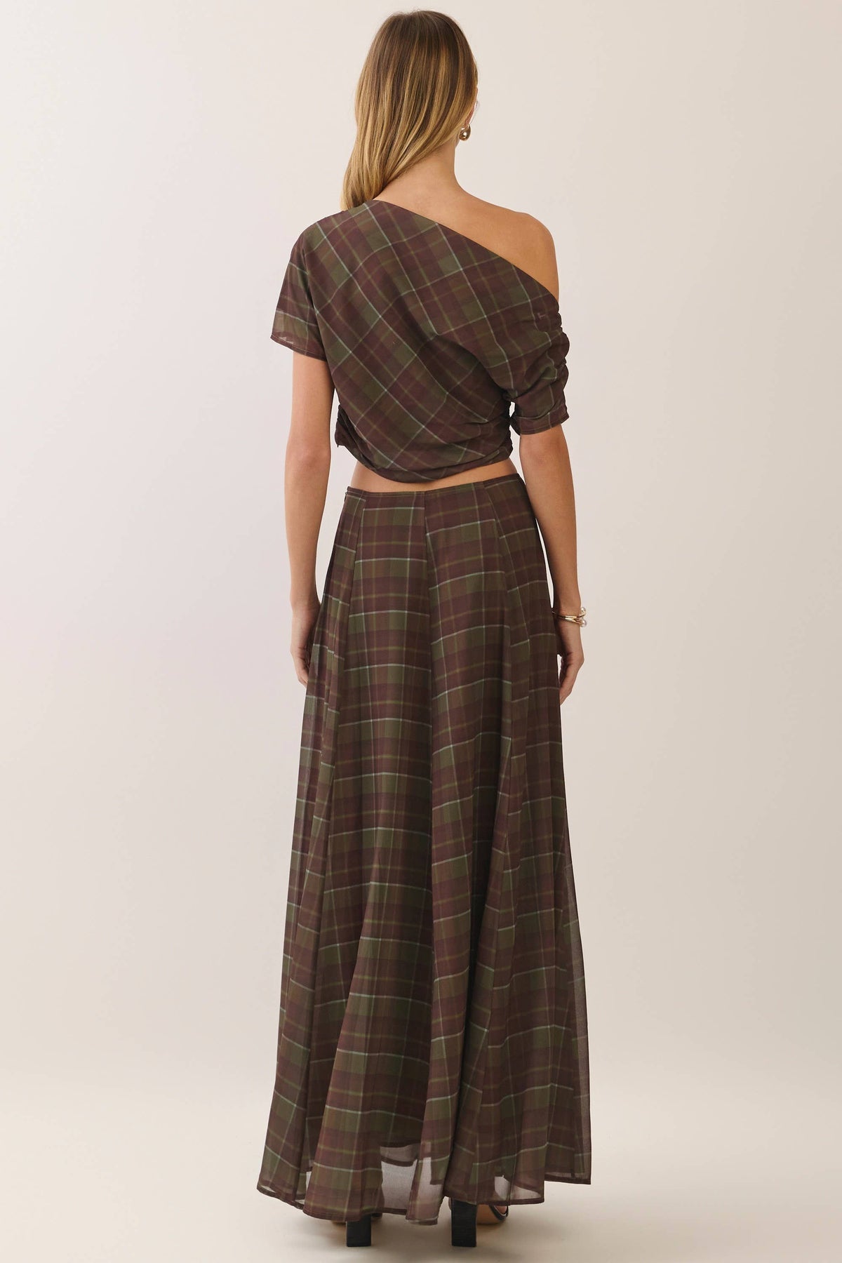 Plaid Maxi A Line Skirt