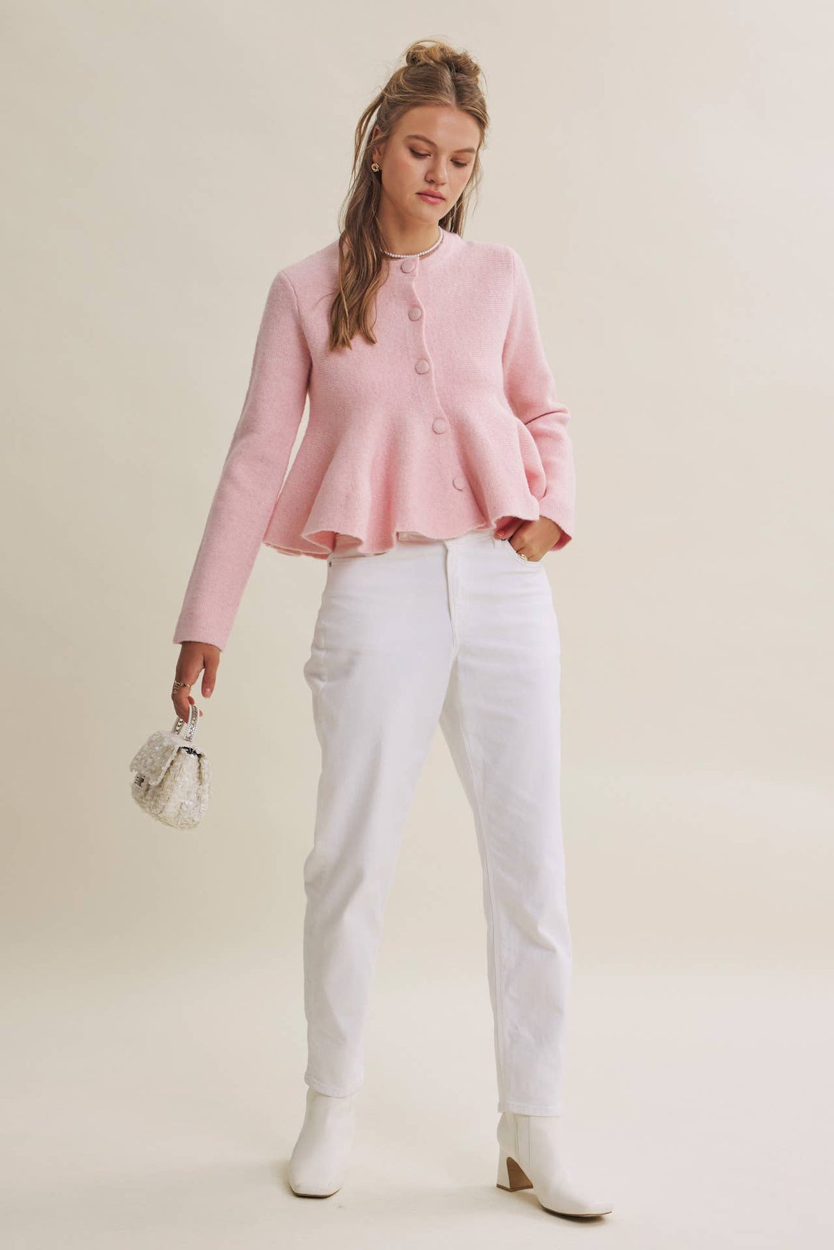 PEPLUM BUTTON SWEATER *MORE COLORS*