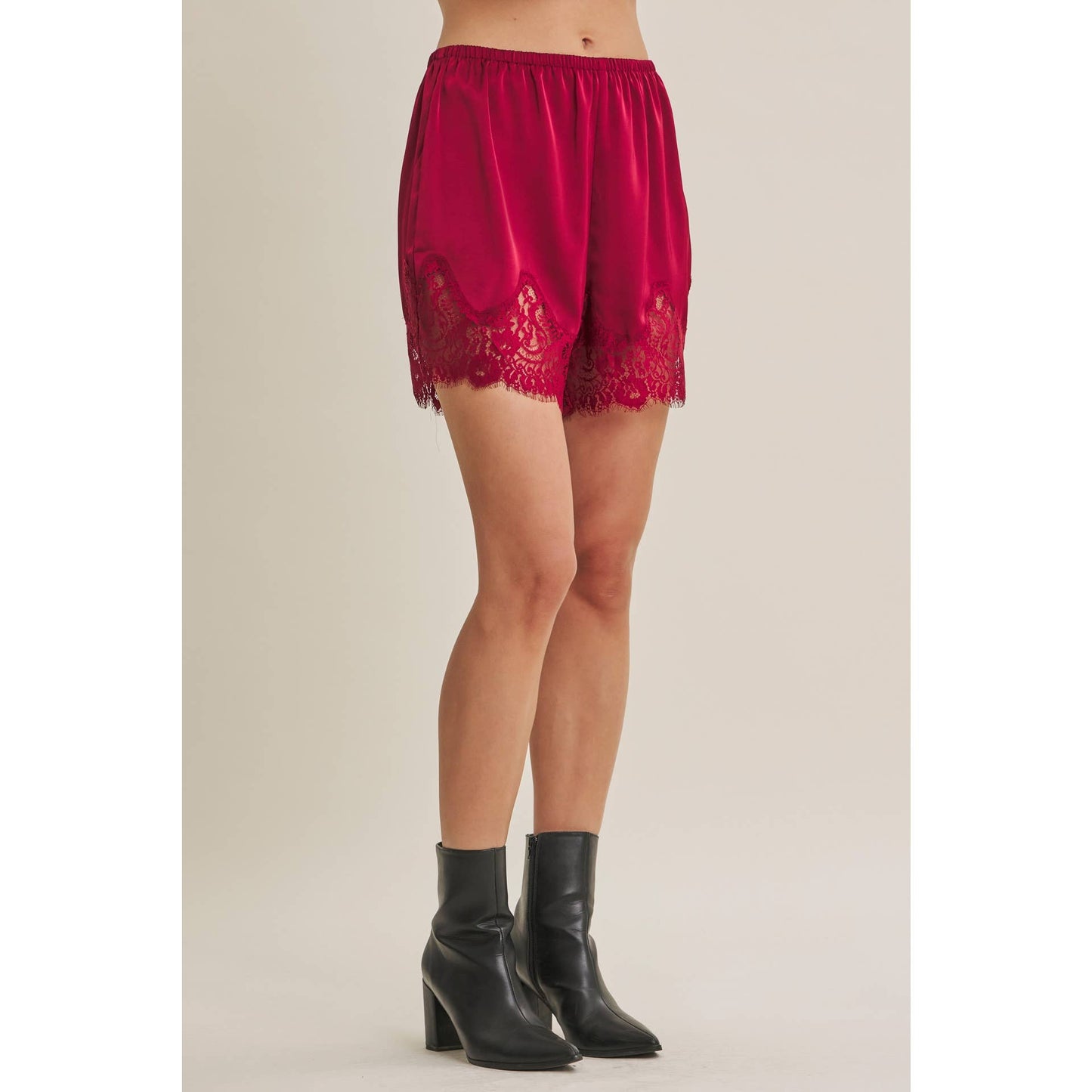 SATIN LACE ELASTIC WAIST SHORTS *More Colors*