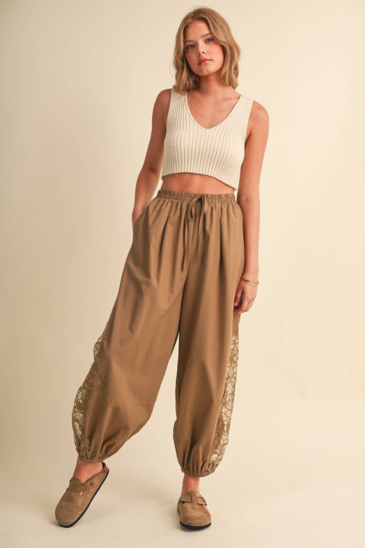 LACE DETAIL BALLOON PANTS *More Colors*