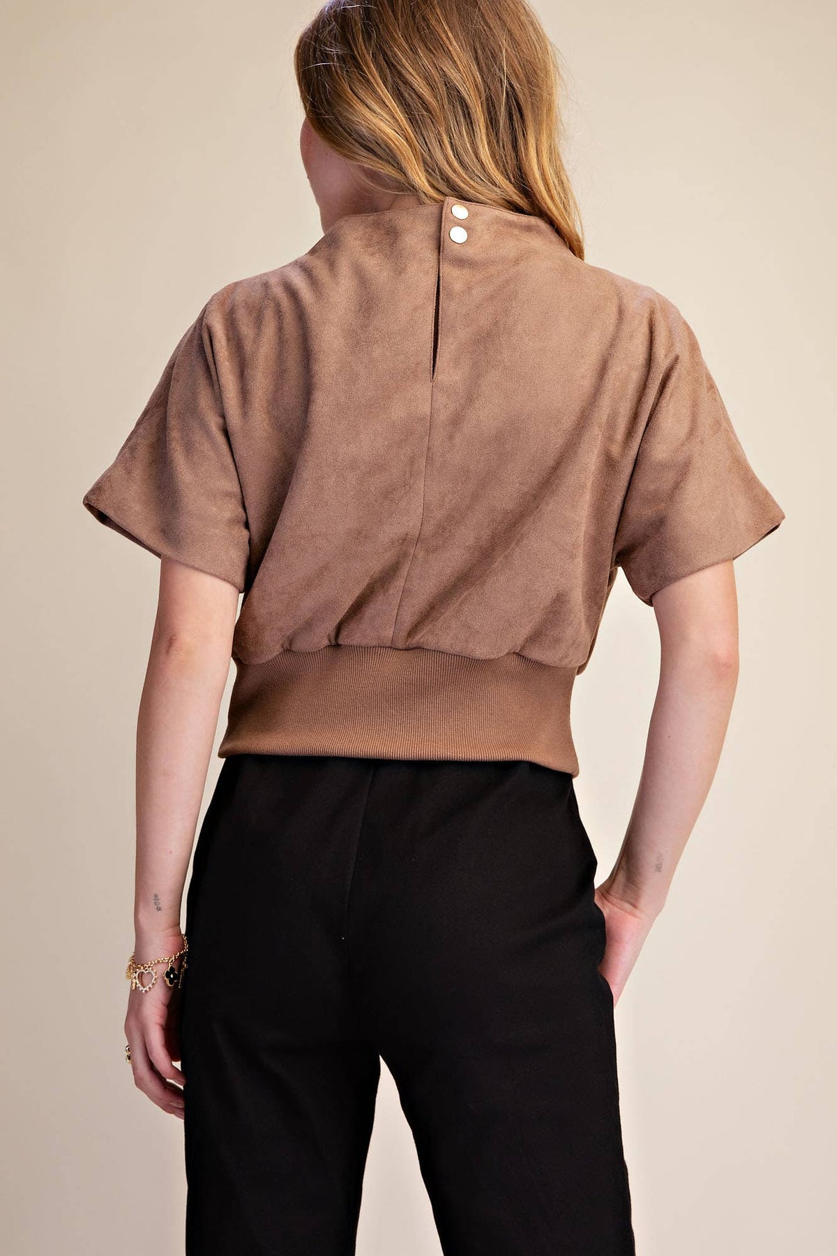 Mock Neck Suede Top