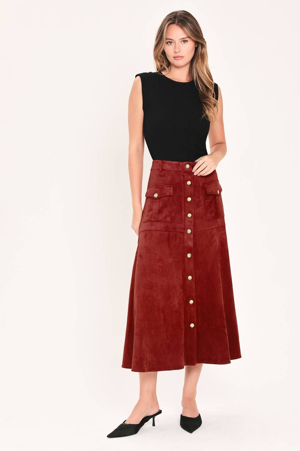 Faux suede skirt