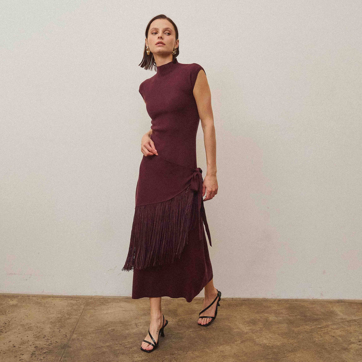 Fringe wrap dress