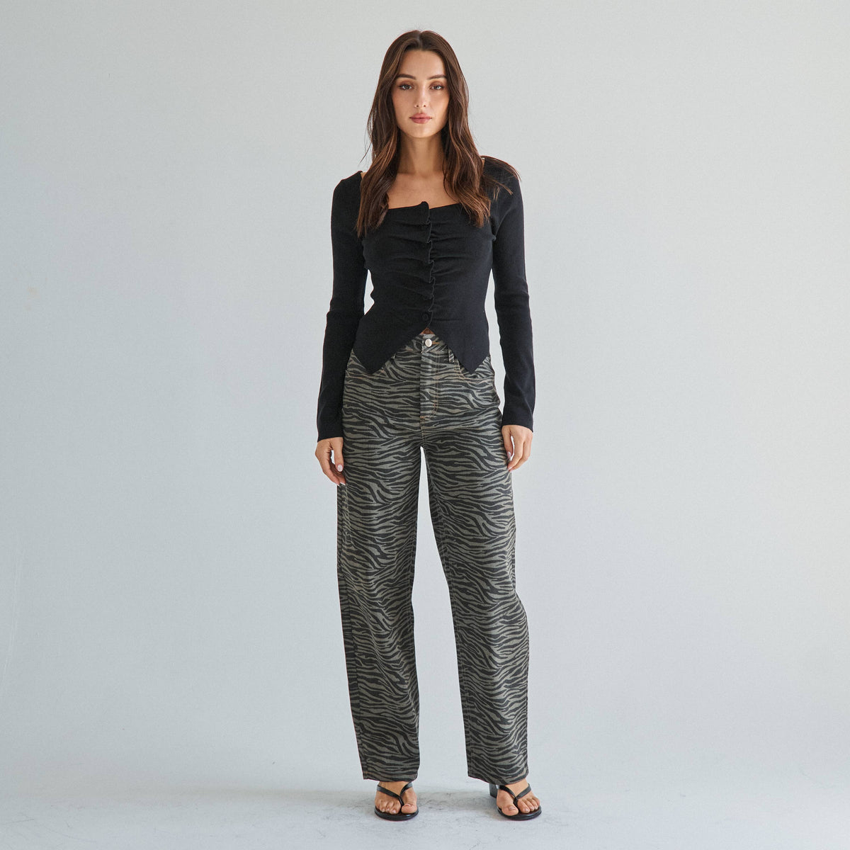 Pleated split knit top