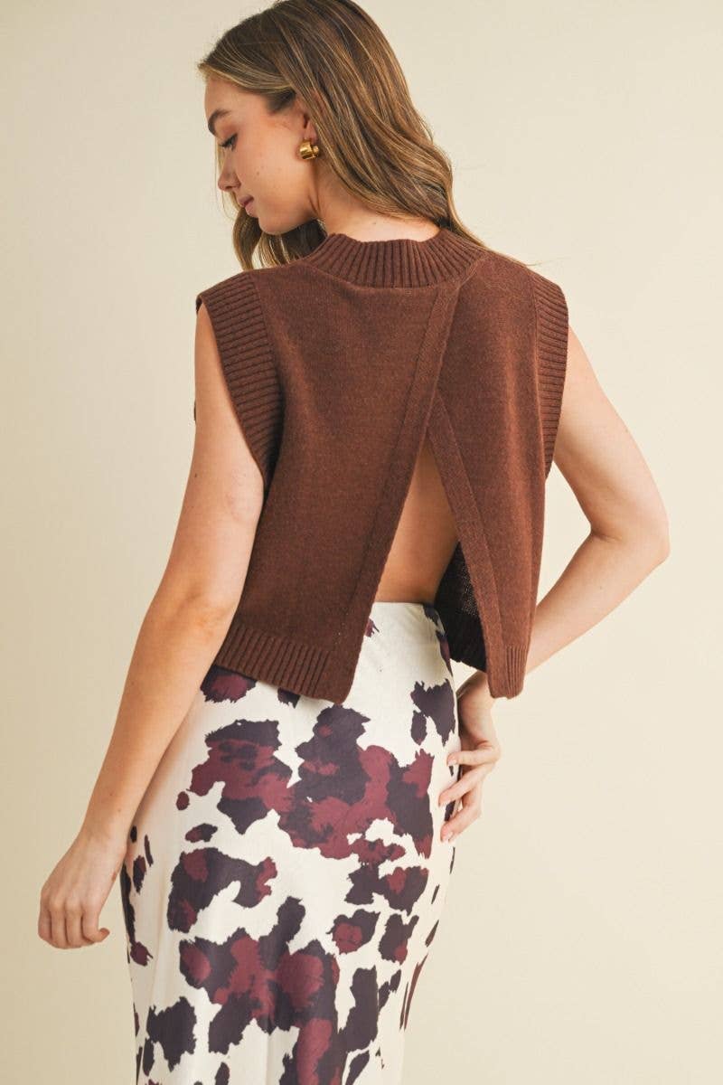 Open Back Ribbed Edges Top