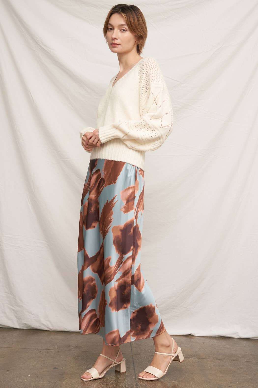 Floral Satin Maxi Skirt