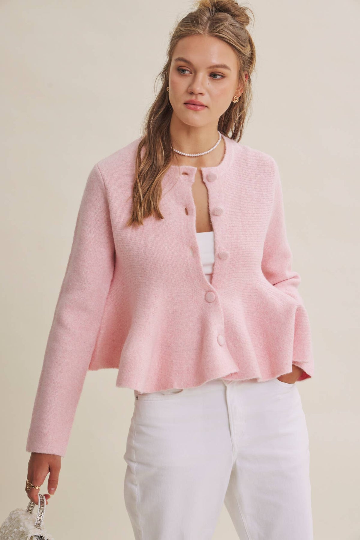 PEPLUM BUTTON SWEATER *MORE COLORS*