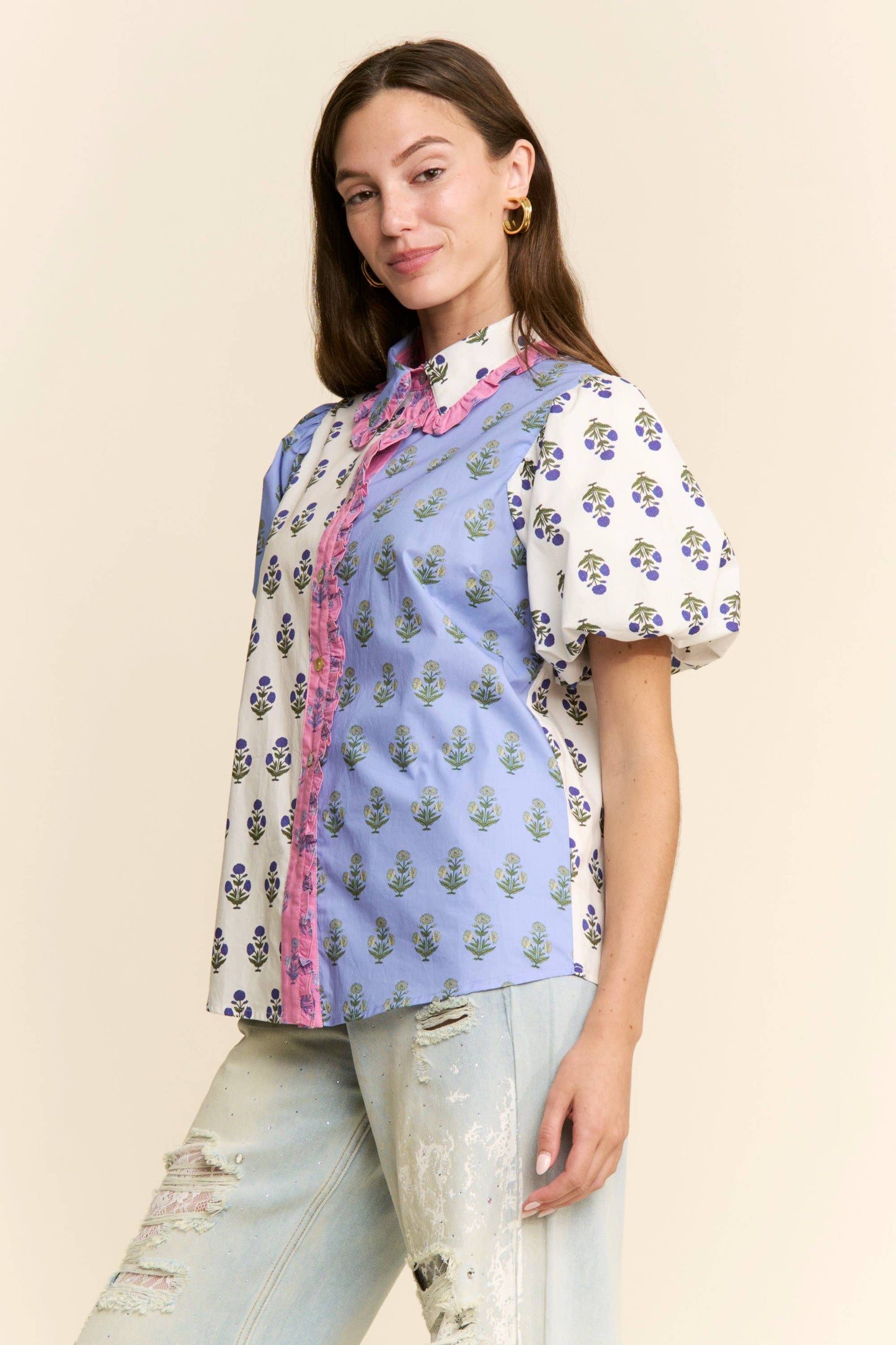 MULTI PRINT FLORAL BLOUSE