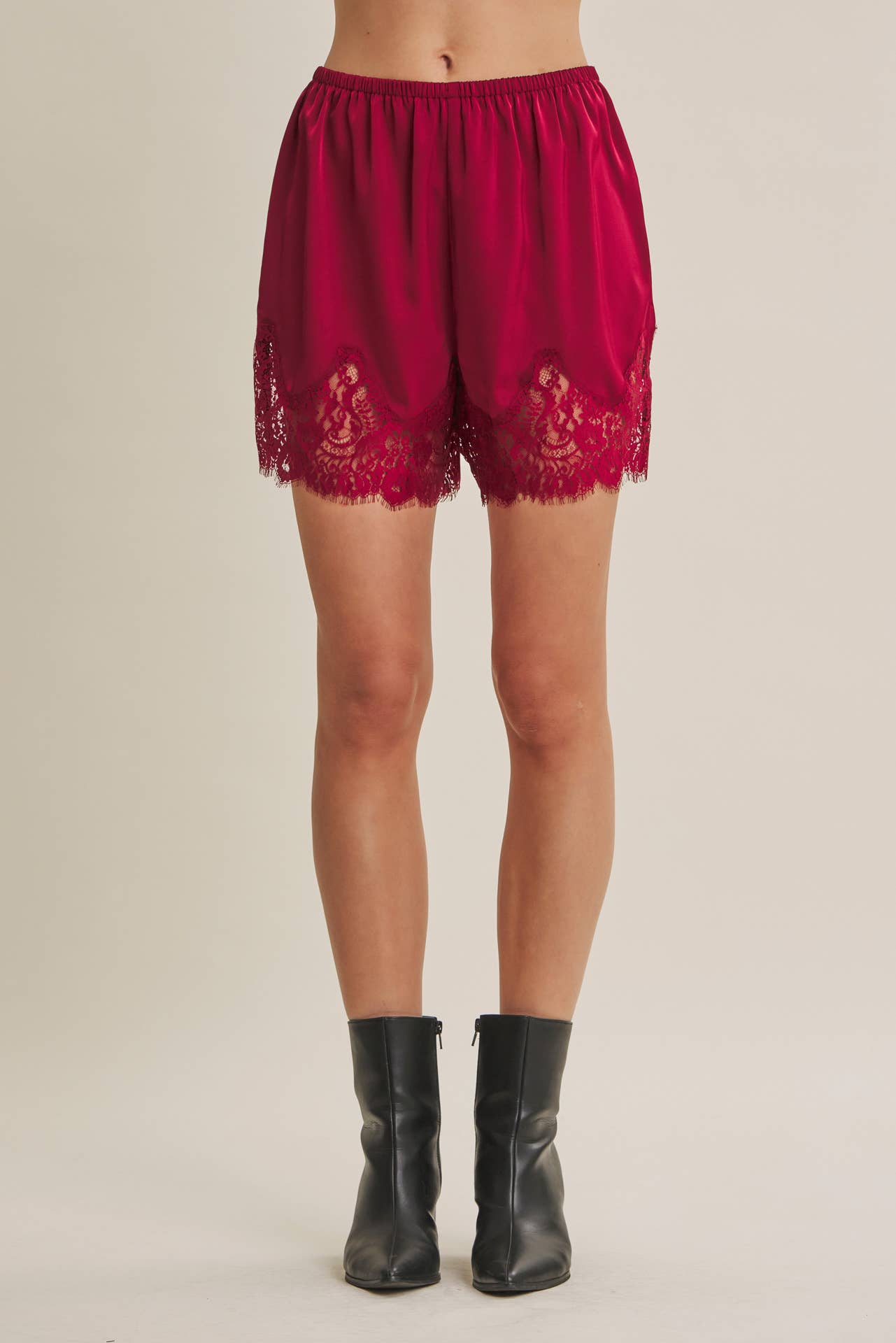 SATIN LACE ELASTIC WAIST SHORTS *More Colors*