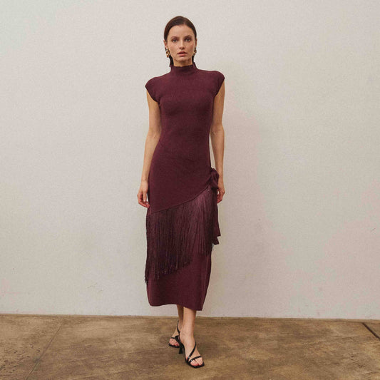 Fringe wrap dress