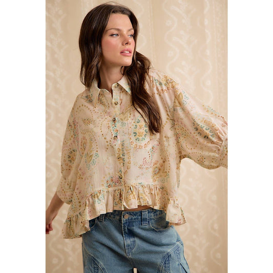FLORAL BUTTON DOWN BLOUSE