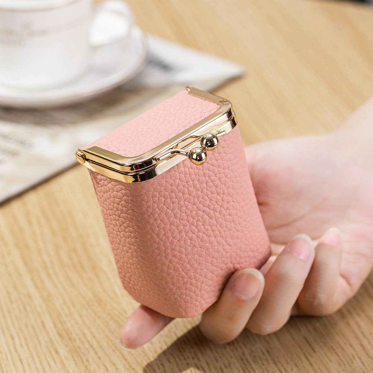 Leather Pocket Wallet with Mirror