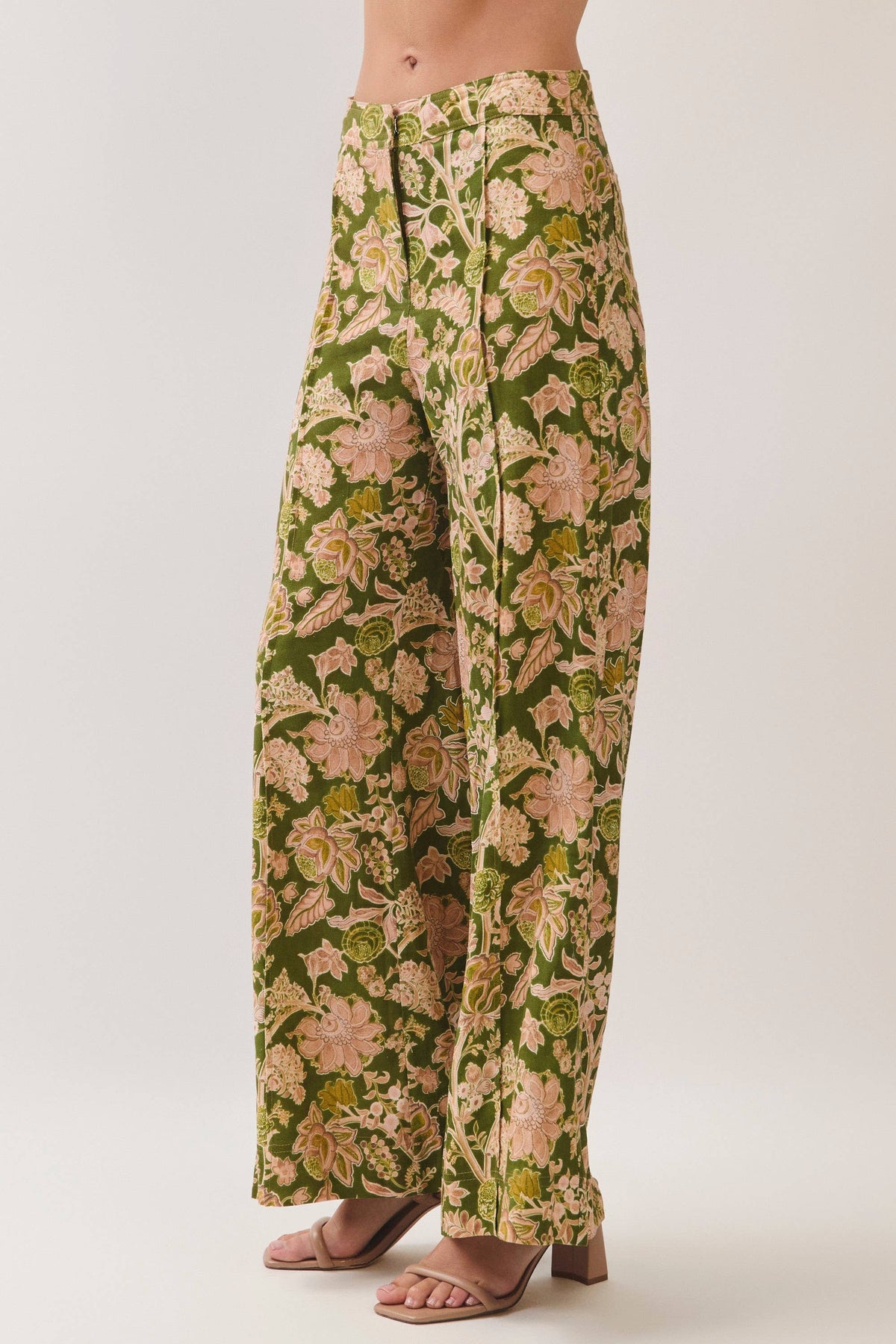Floral Print Wide Leg Long Pants