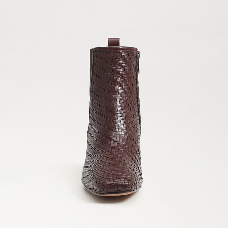 Peony Weave French Burgundy Leather Ankle Boot