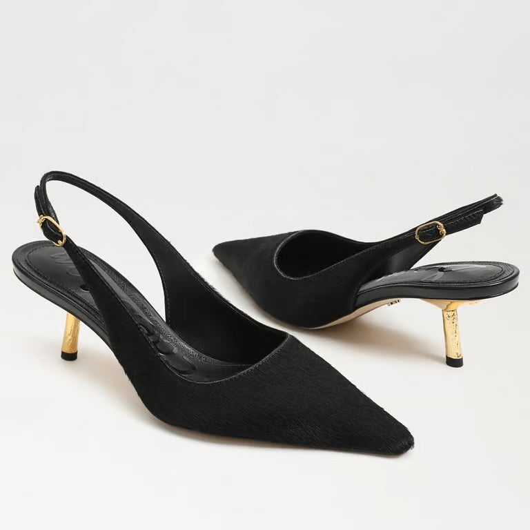 Bianka Gilded Slingback Pump Black Brahma Hair