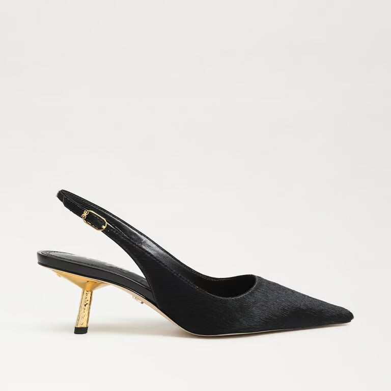 Bianka Gilded Slingback Pump Black Brahma Hair