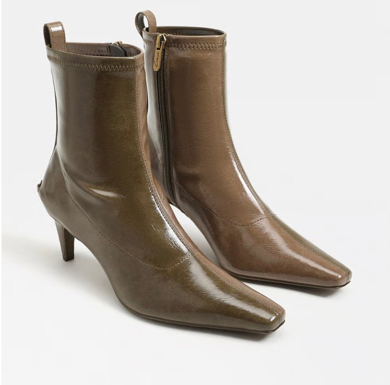 Ines Kitten Heel Olive Boot