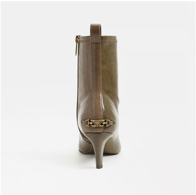 Ines Kitten Heel Olive Boot