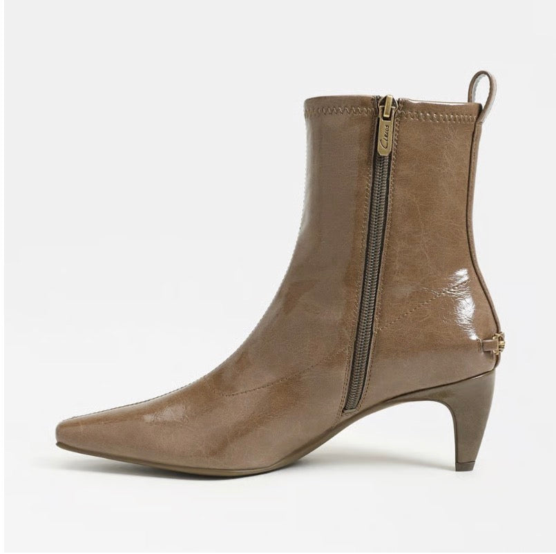 Ines Kitten Heel Olive Boot