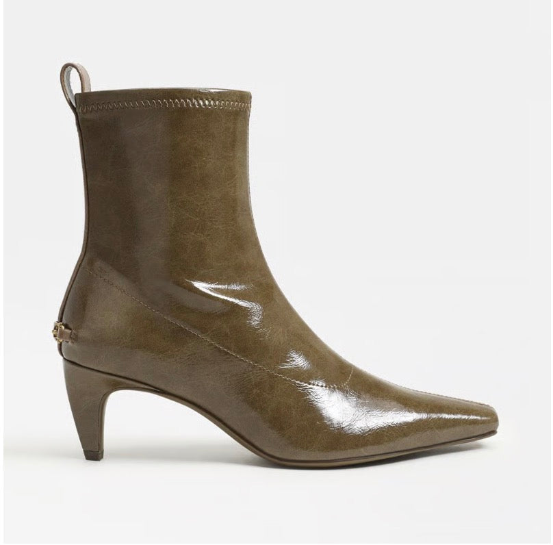 Ines Kitten Heel Olive Boot