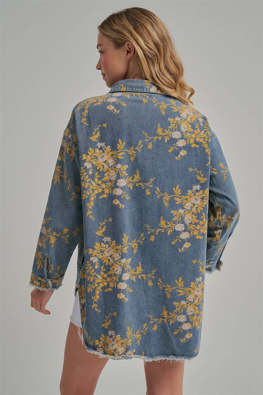 FLORAL DENIM SHIRT