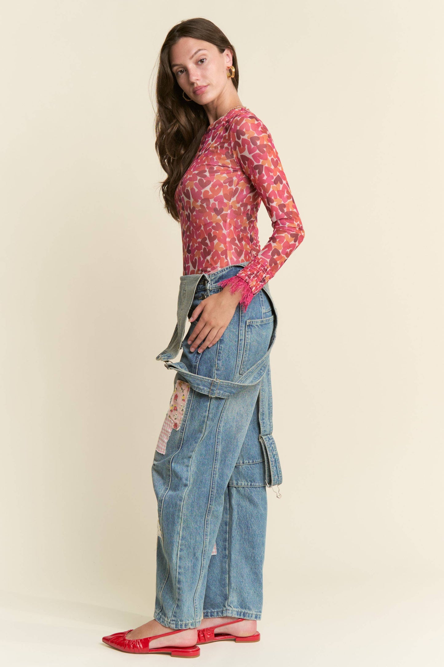 HEART LACE MESH TOP