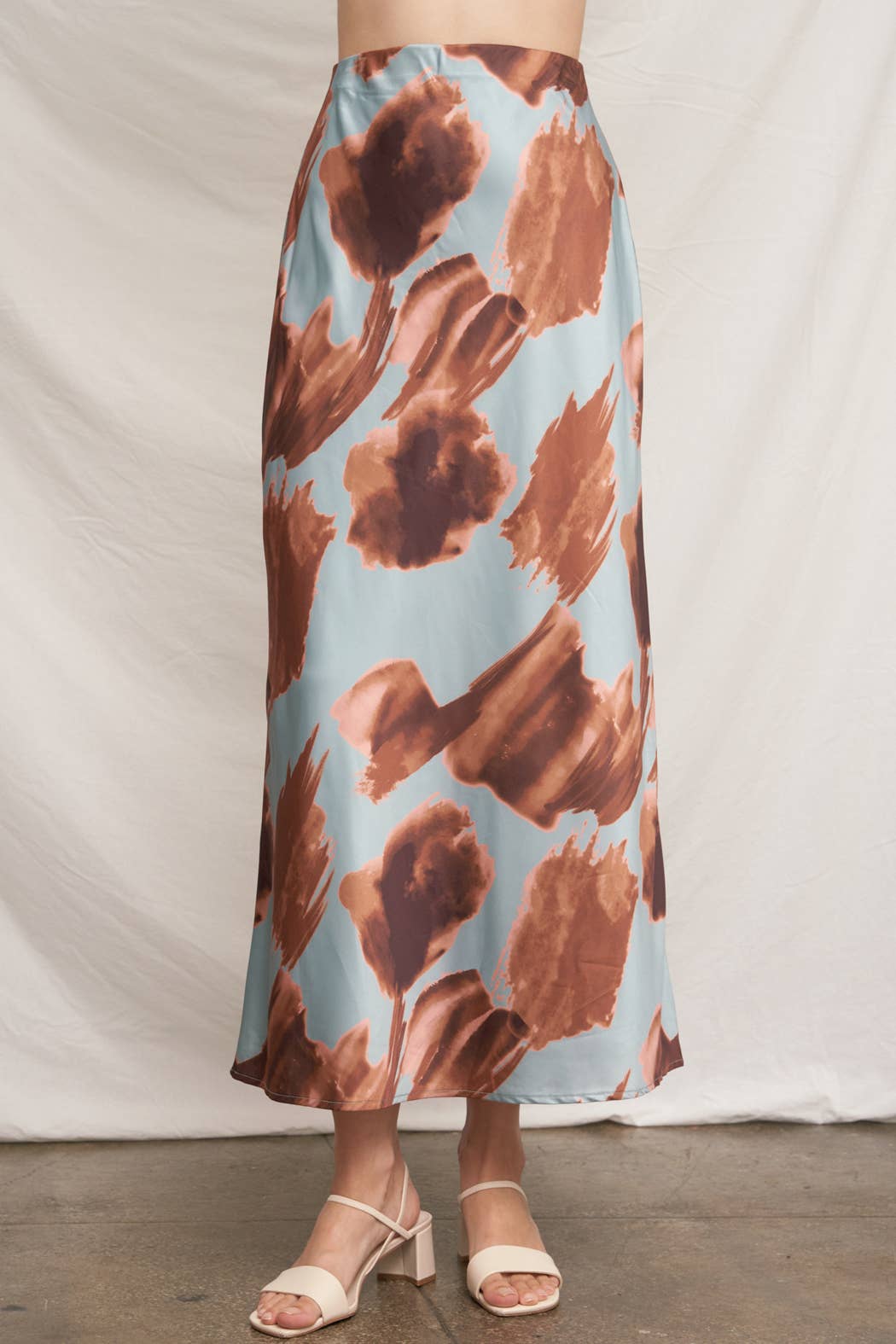 Floral Satin Maxi Skirt