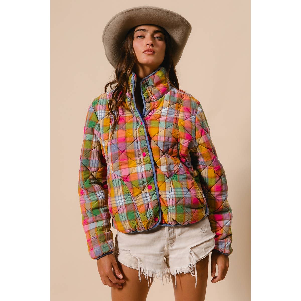 PLAID QUILTED JACKET