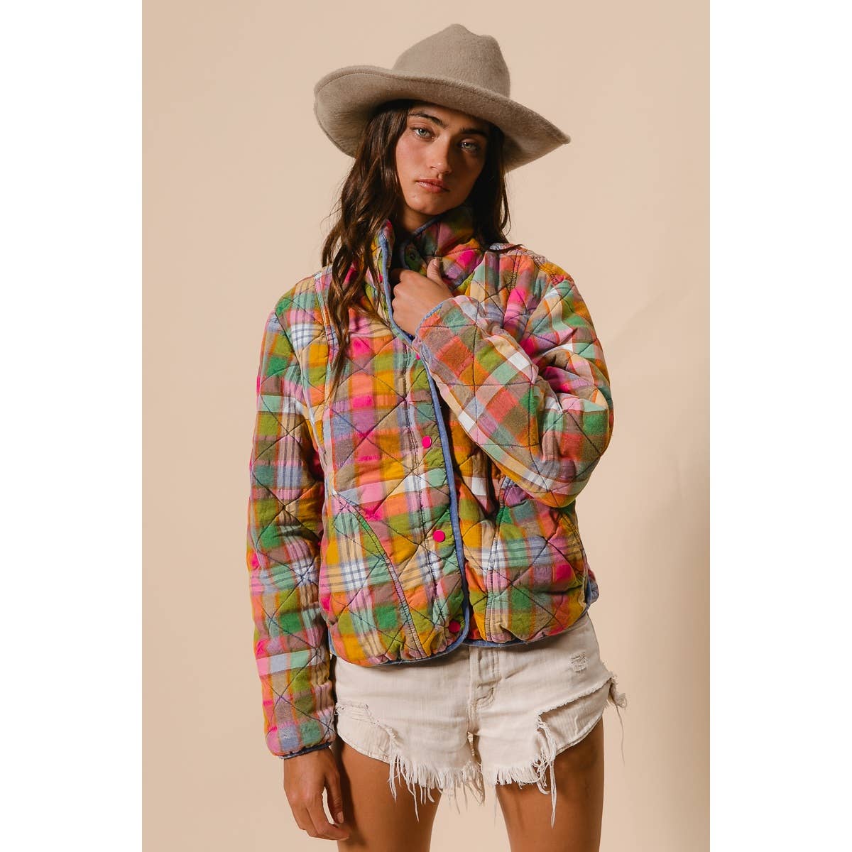 PLAID QUILTED JACKET