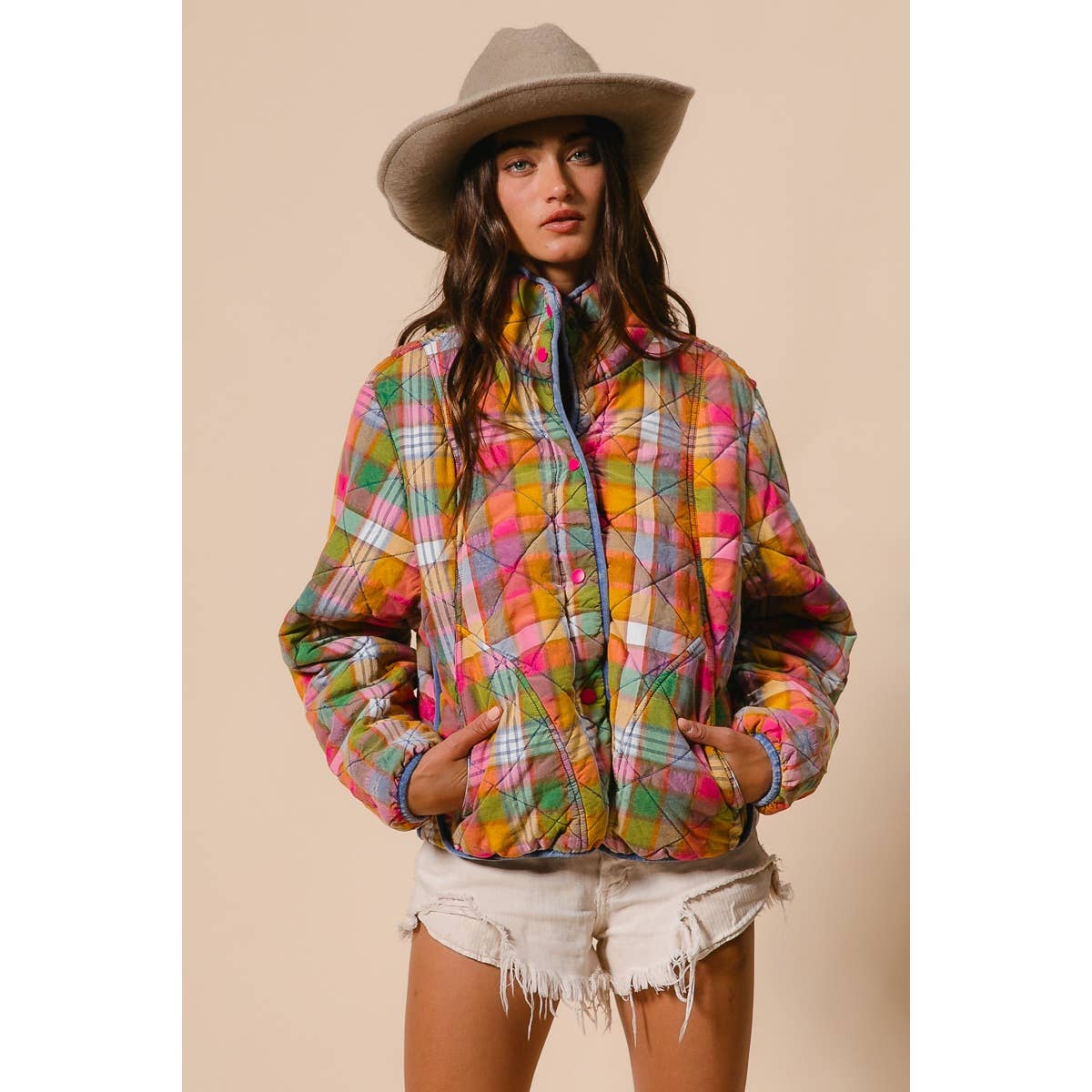 PLAID QUILTED JACKET
